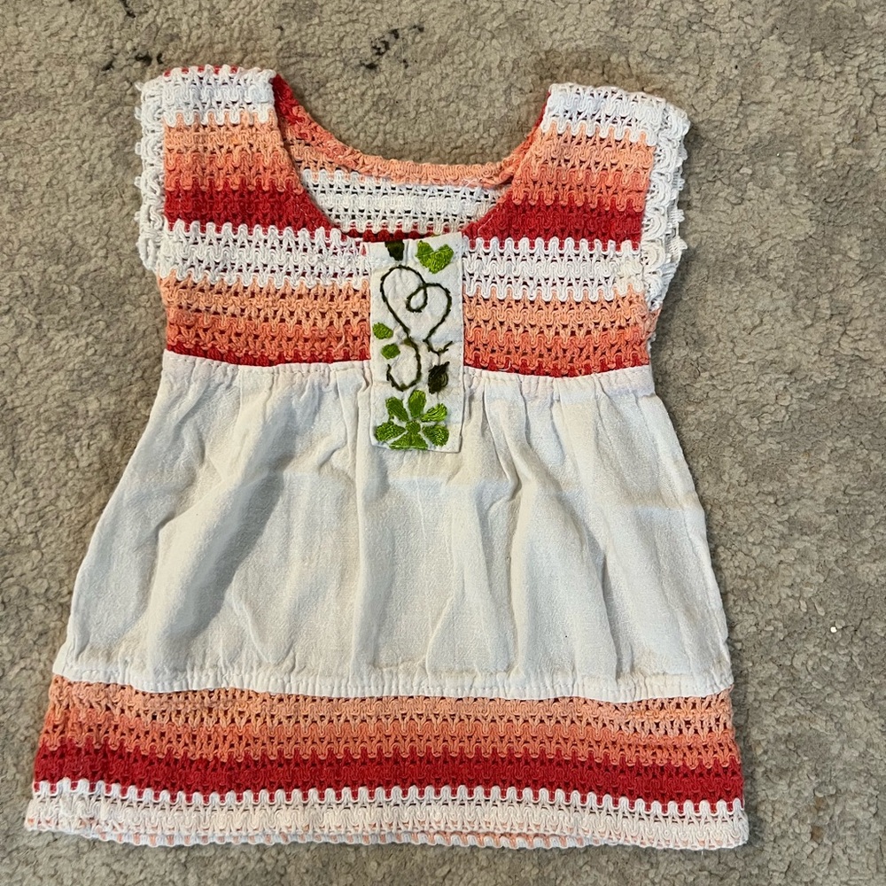 Handmade Crochet Kids Top - Red and White size 3-4 - Picture 1 of 1